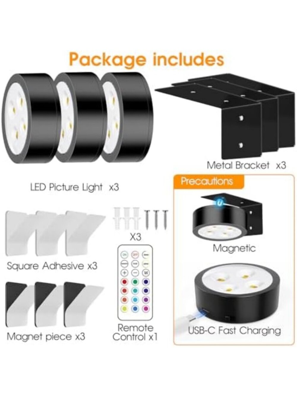 RGB Color Changing LED Picture Frame Lights - Rechargeable, Remote Control - Picture 6 of 7